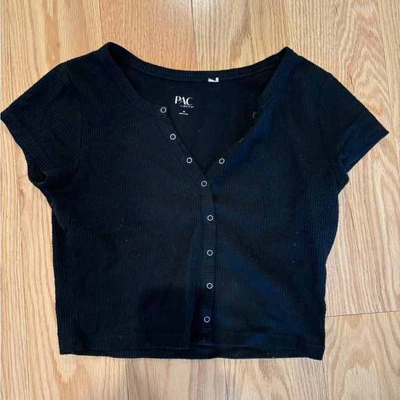 PacSun black button down crop top - Picture 1 of 2